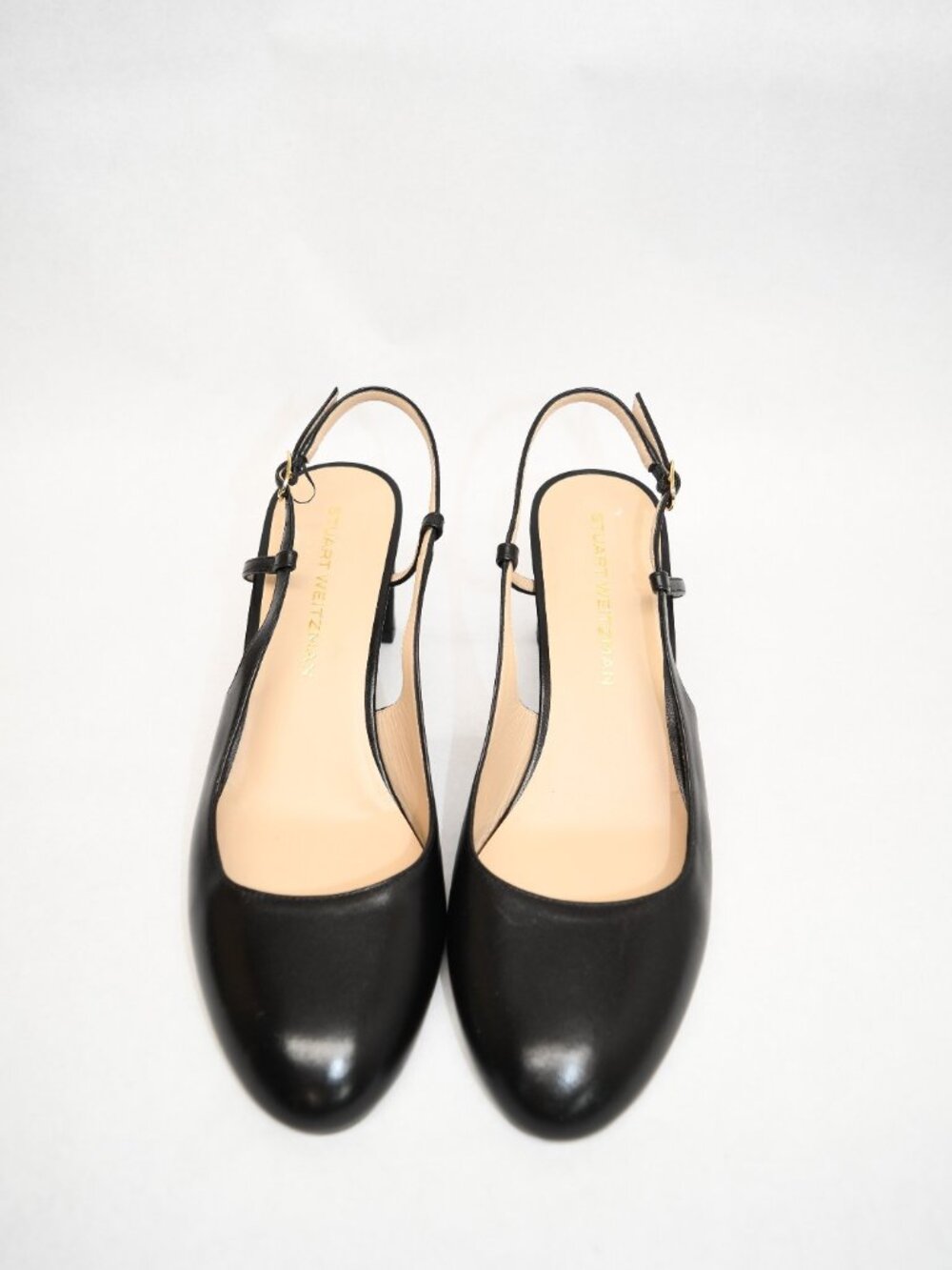 $550 STUART WEITZMAN BABETTE SLINGBACK PUMP BLACK LEATHER BLOCK 12 US (DD14) - Picture 3 of 6